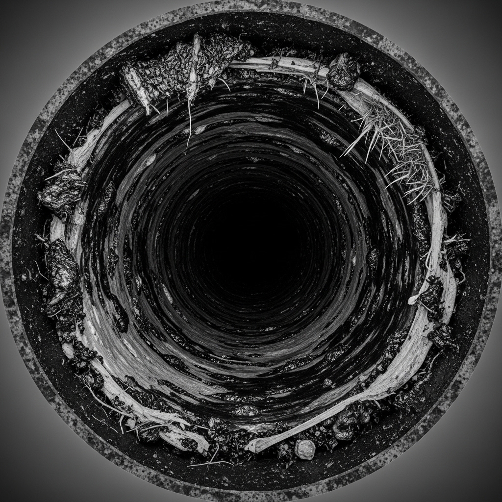 Before &mdash; clogged drain pipe